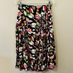 ASOS‎ Design Midi Floral Skirt Adjustable Ties Dark Boho Festival Gypsy Sz 4